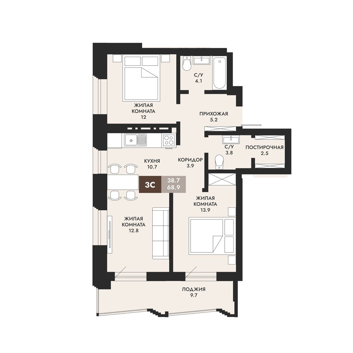 3-Комнатная